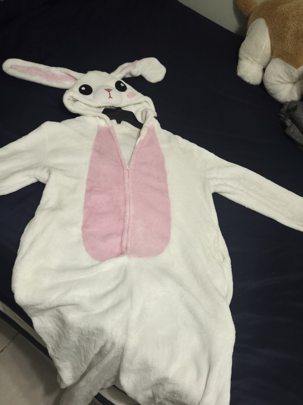 Kids White and Pink Bunny Onesie Costume Hoodie